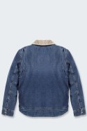 RELAXED FIT DENIM SHERPA-LINED JACKET